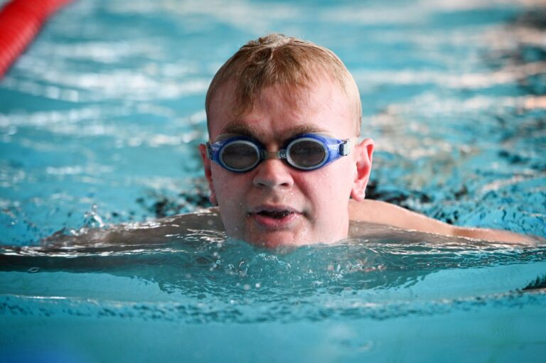 Max swimming during the Gala