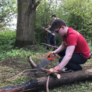 Cutting wood for the fire!