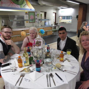 Tom E, Lottie, Alex and Miss Ryan at the table