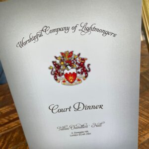 A table sign - Worshipful Company of Lightmongers Court Dinner