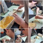 Collage of student making a cheese sandwich