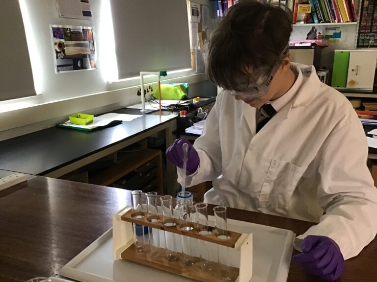 Louisa is adding samples to boiling tubes