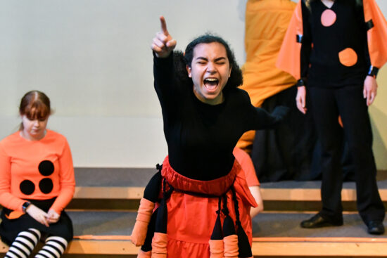 image of a student screaming mid performance