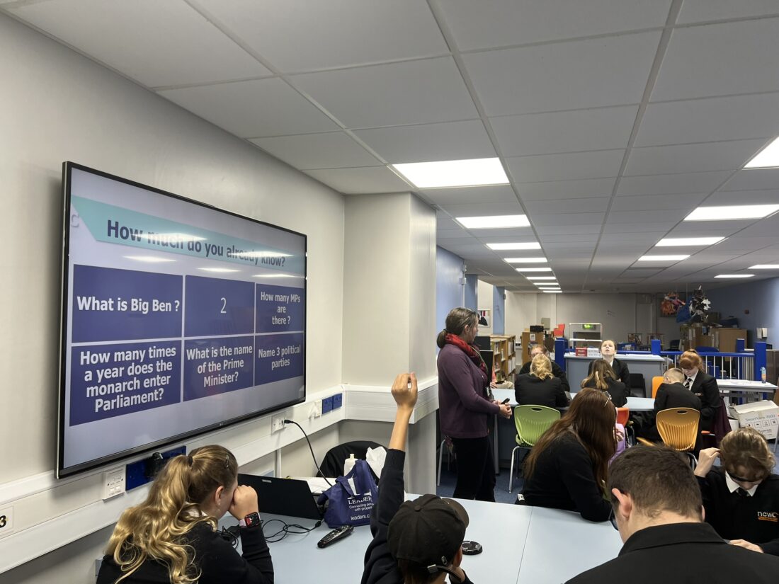 image of staff and students in the LRC listening to Clare